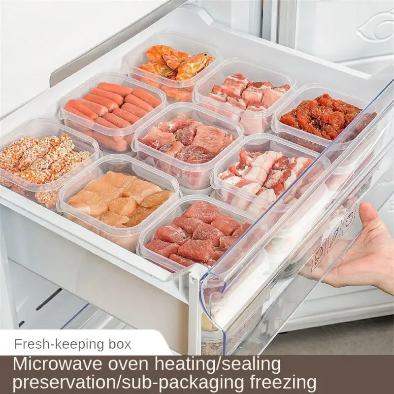 4pcs Food Fresh Storage Box (350ml Each) Divider Container For  Refrigerator, Freezer, Microwave