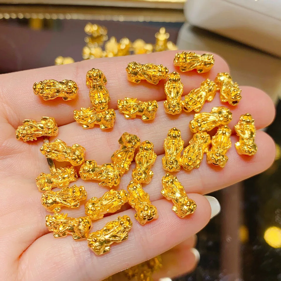 999 real gold yuanbao 24k pure gold pixiu fine gold jewelry gold charms for  bracelets about 0.5g-0.85g - AliExpress