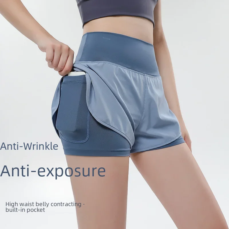 Anti-light Sports Shorts Women Summer Loose Running Fitness Outdoor Wear High Waist Yoga Pants Breathable Polypropylene Fabric