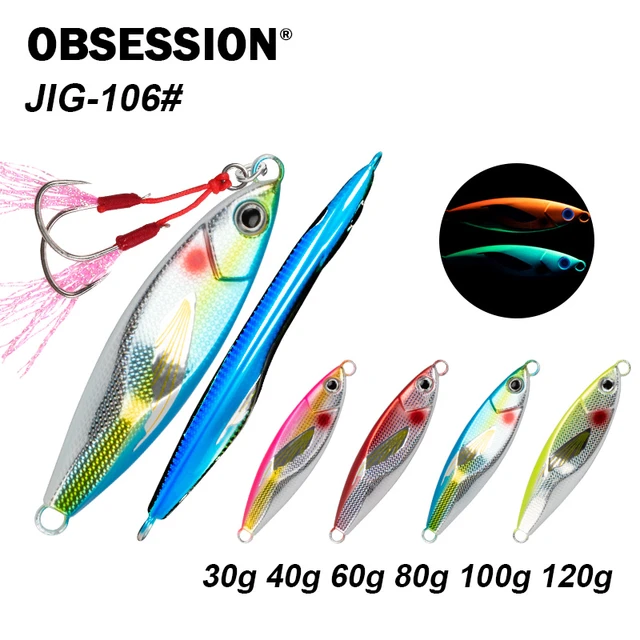 5PCS Metal Jigs Spoon Fishing Lures Glow Sinking Bait Luminous Night  Saltwater