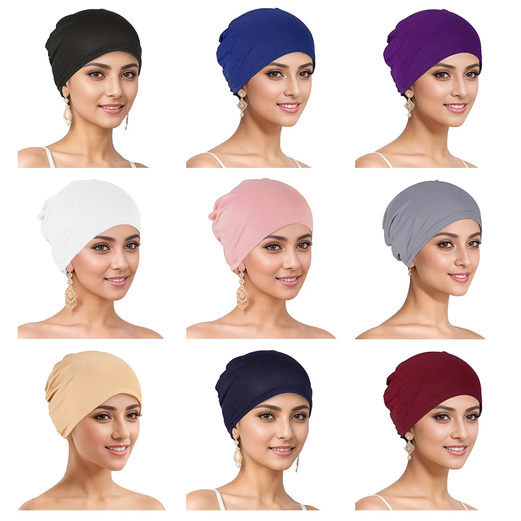 Muslim Hijab Caps New Premium Fashion Closed Hijab Underscarf Musliman Turban Women's Head Hood Elastic Bonnet Cap 2