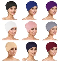 Muslim Hijab Caps New Premium Fashion Closed Hijab Underscarf Musliman Turban Women's Head Hood Elastic Bonnet Cap 2