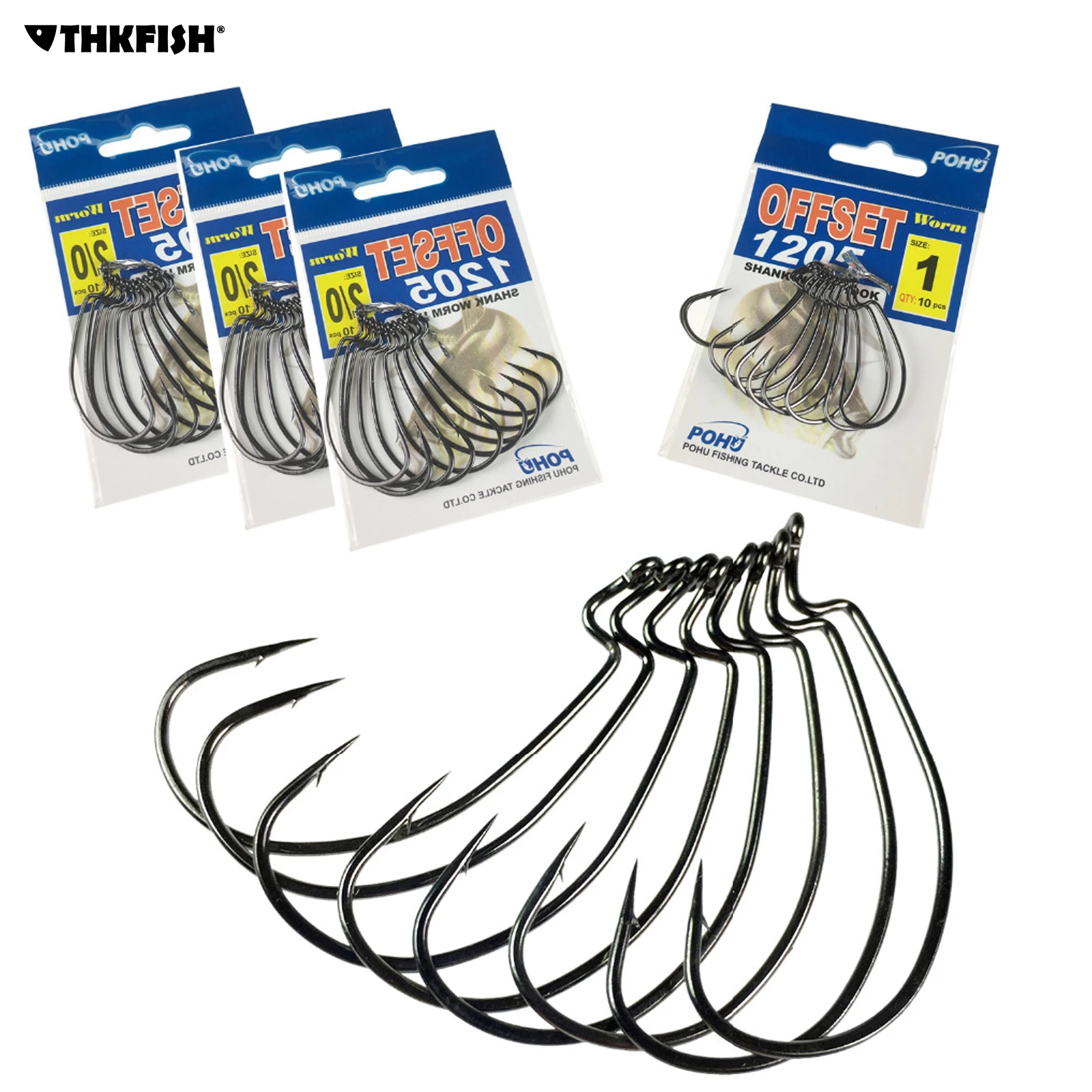 10pcs Offset Fishing Hooks Crank Worm Fishhook High Carbon Steel Soft