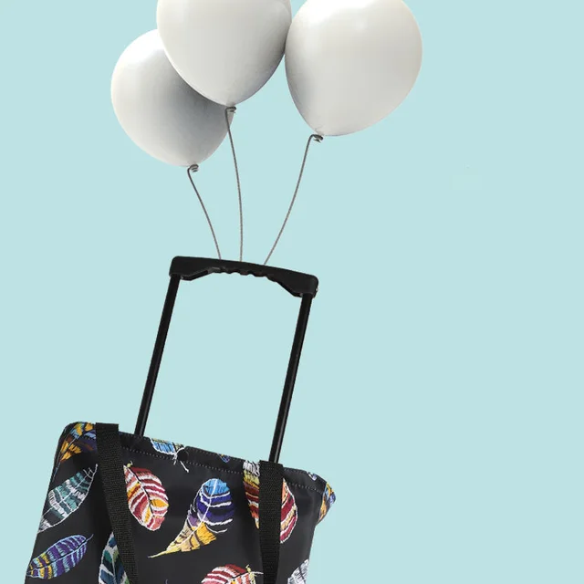 Összecsukható Bevásárló Táska Ladies Pull Cart Bevásárlókészlet Tároló A Szervező Hordozható Zöldségkocsi Kerekes Piacához - Image 3