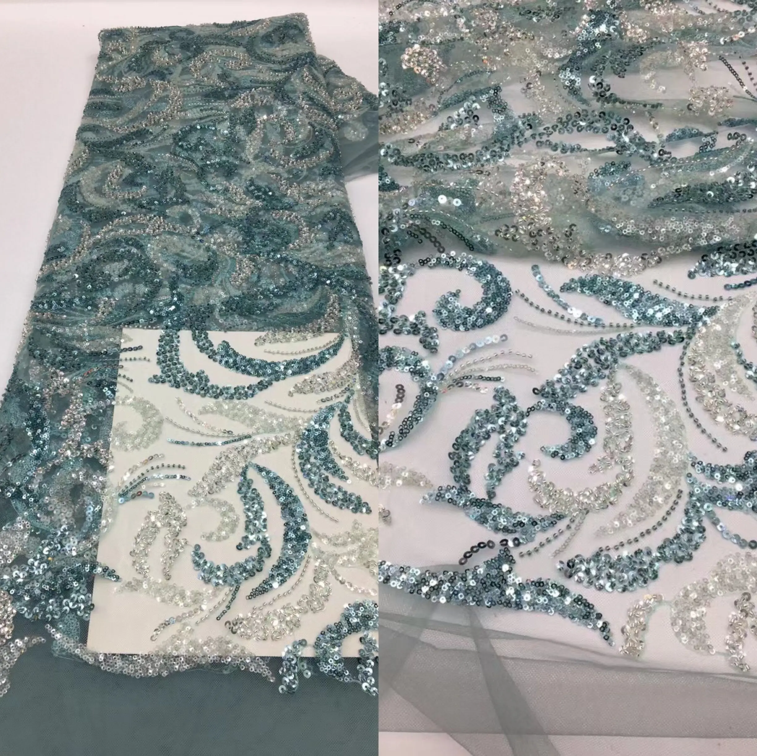 

Африканская вышивка из бисера, искусственное кружево в нигерийском стиле с блестками, кружевная ткань для свадебного платья