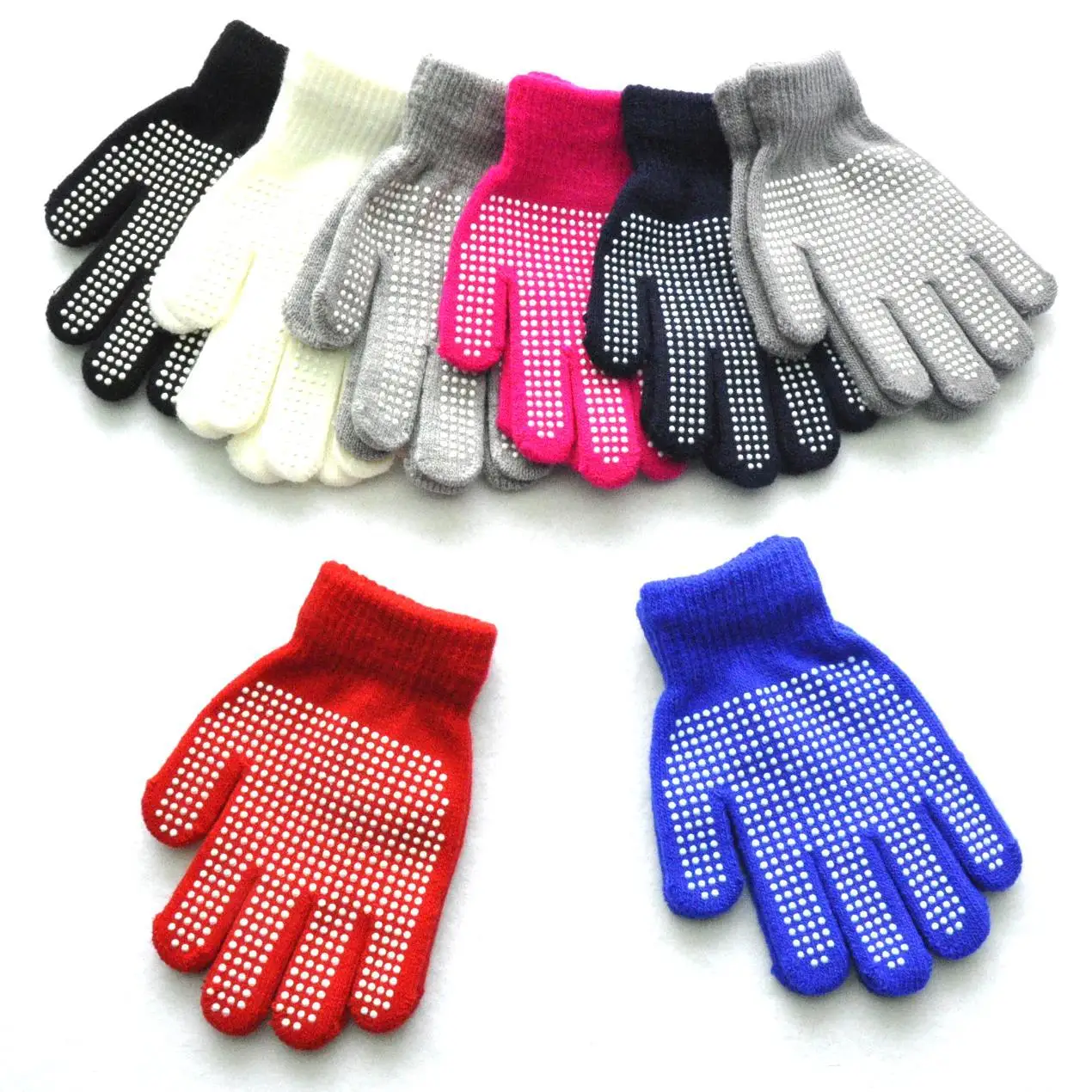 New 5-11Y Boys Girls Anti Slip Winter Knitted Warm Gloves For Children Student Full Finger Mittens Outdoor Cycling Skiing Gloves 5