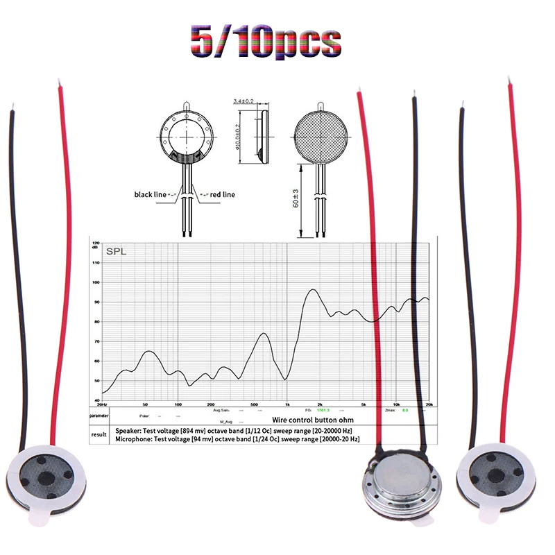 5/10Pcs 0-20kHz 8 Ohm 0.5/1W Round Speaker 10mm Mini Ultra-thin Loudspeaker Horn For Mobile Phone Computer DIY Repair