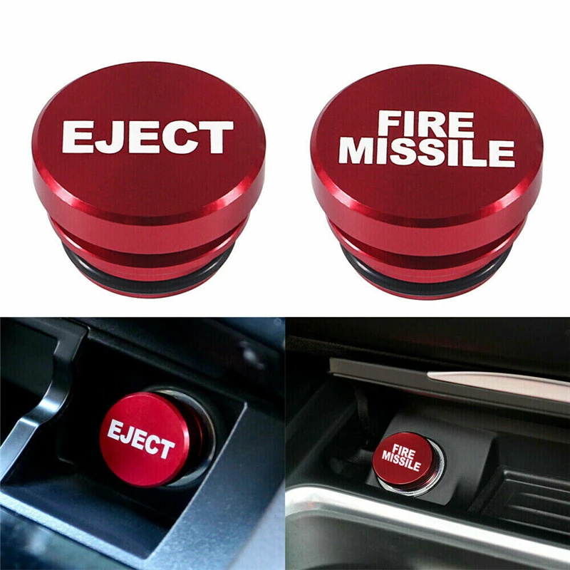 12V Universal Car Cigarette Lighter Button Cover Accessories Fire Missile Eject Button Car Cigarette Lighter Plug