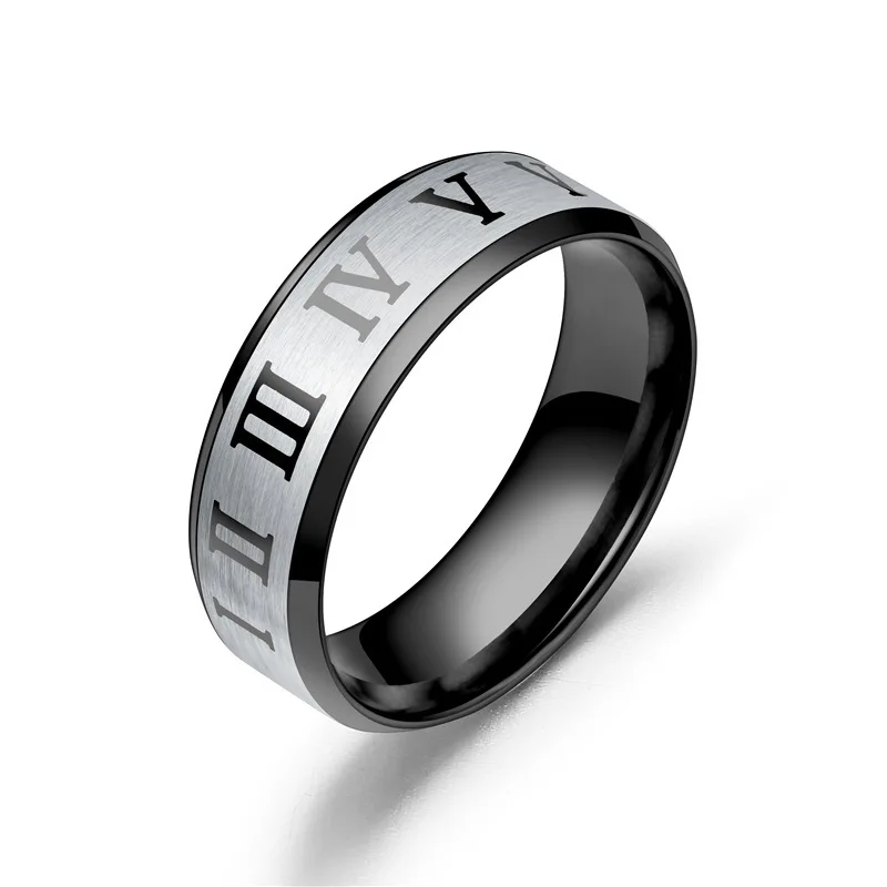Roman Numerals Ring Men 2022 New Classic Temperament Stainless Steel Round Finger Rings For Men Party Jewelry Gift 
