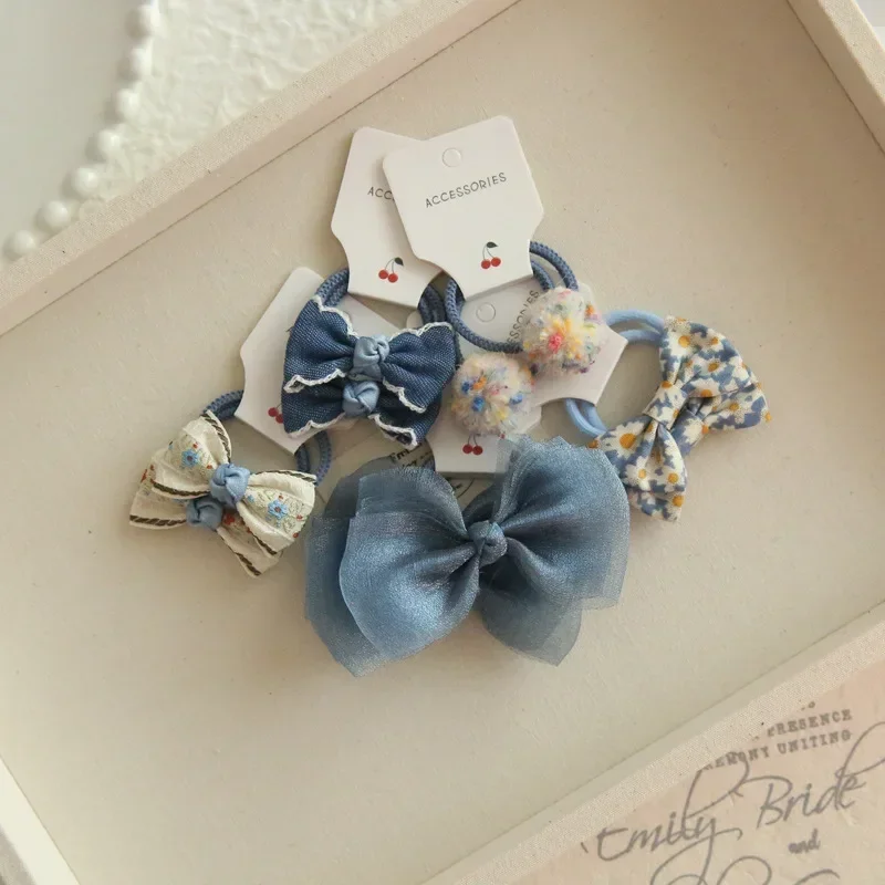 Wholesale Cross-Border Amazon Children Headdress Hair Accessories Spring and Summer Bow Rubber Band Original Suit 1 Group 5