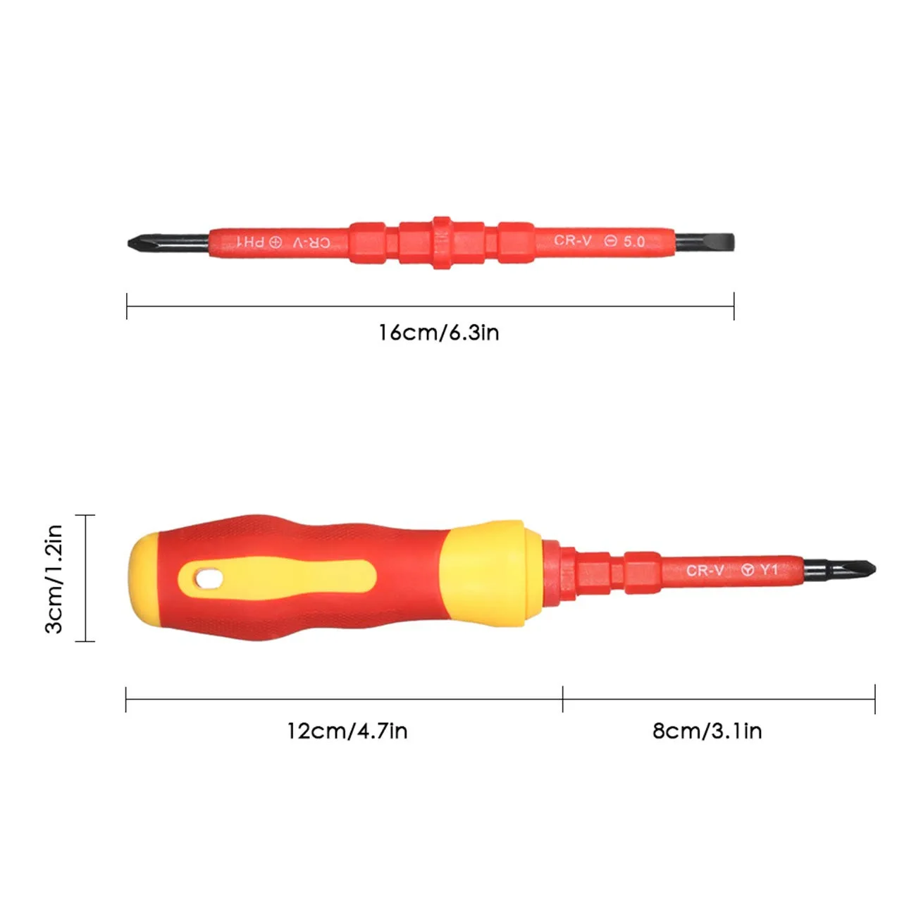 Versatile Double-Ended Screwdriver with High-Hardness Interchangeable Heads for Efficient Repairs and Maintenance