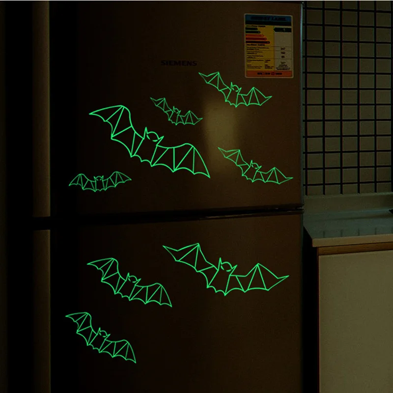 12PCS Halloween 3d Three-dimensional Glow-in-the-dark Bat Wall Stickers Holiday Party Scene Arrangement Decoration Stickers