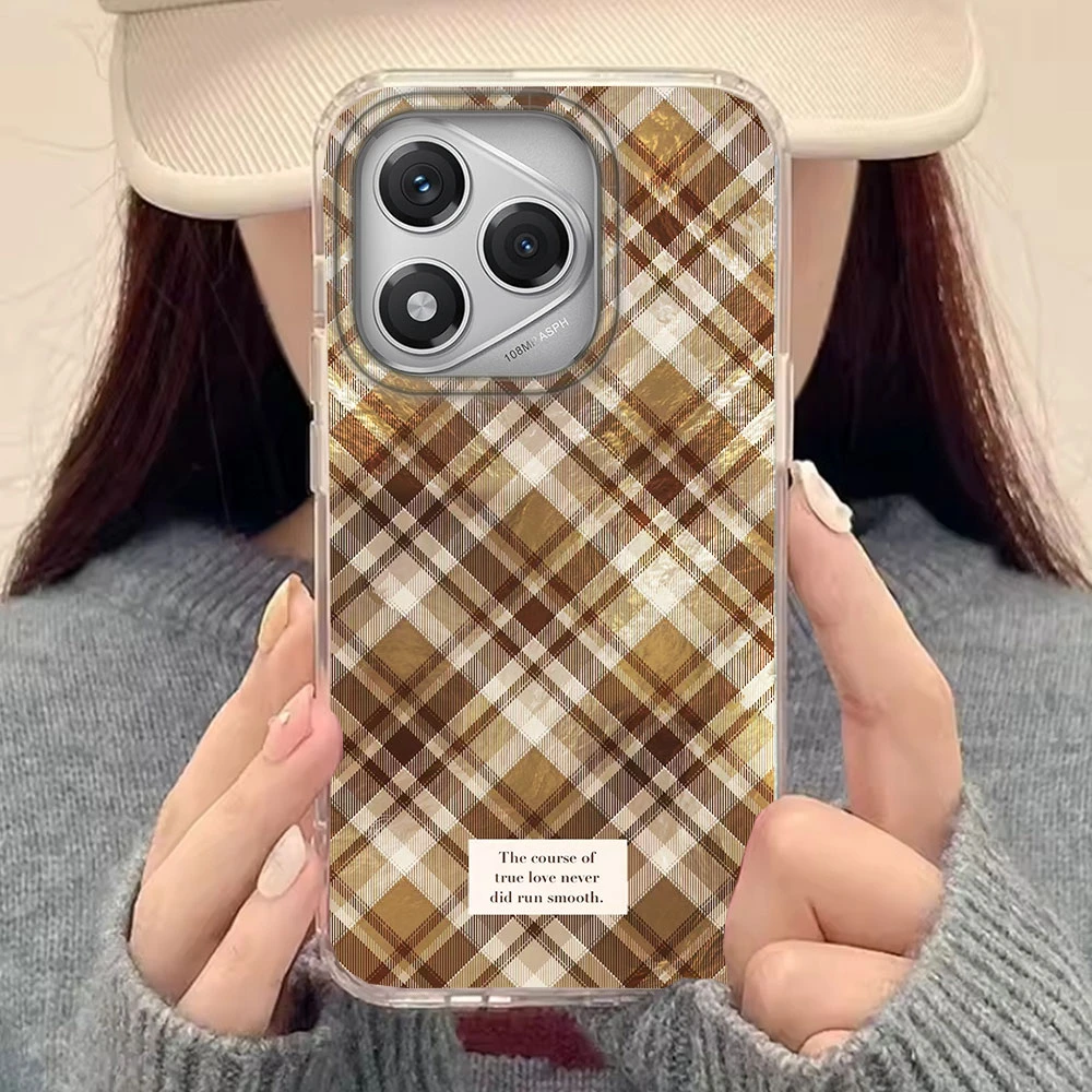 Pink Splicing Grid Pattern Phone Case