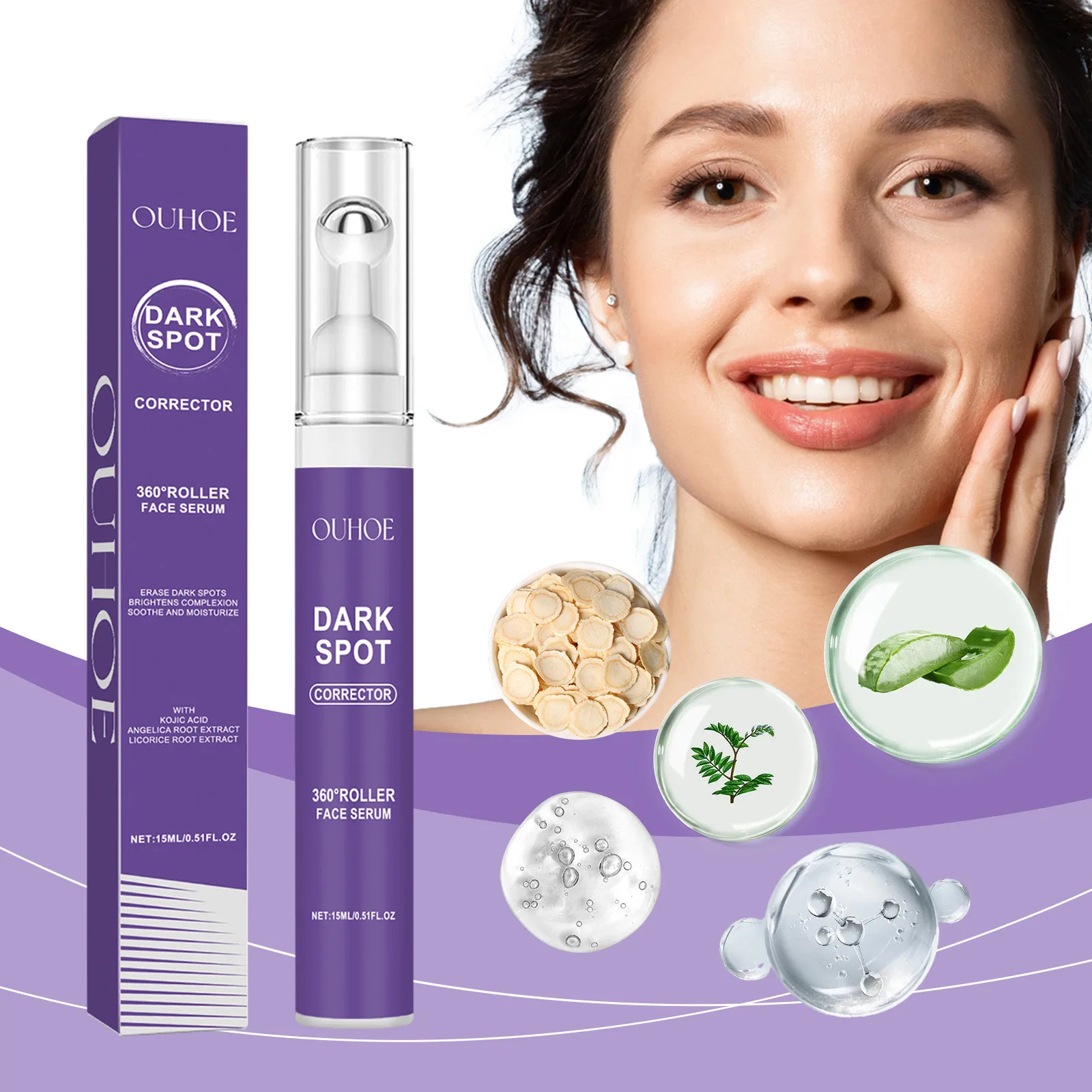 Glow Face Serum Improve Dull Brightening Moisturizing Lighten Blemish Repair Rejuvenation Roller Facial Essence Skincare Product 3