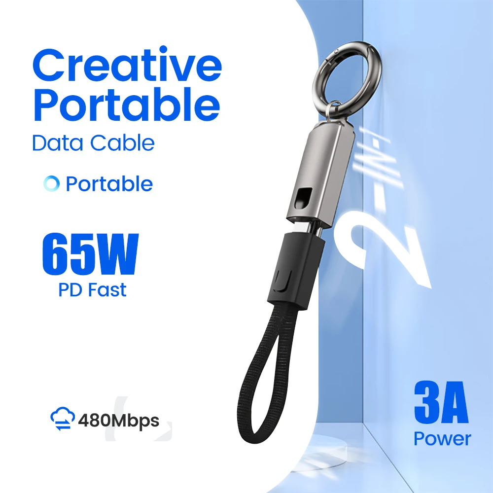 Fast Charging Type C TO Type C Cable Keychain 65W PD for iPhone 15 Xiaomi Samsung Type c to ios Portable Data Cable Keycha BEST SELLERS