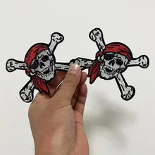 

Skull Red Bandana Pirate Embroidered Cloth Stickers DIY Baseball Uniform Hat Ironing Adhesive Patches Two Bones Ghost Punk Badge