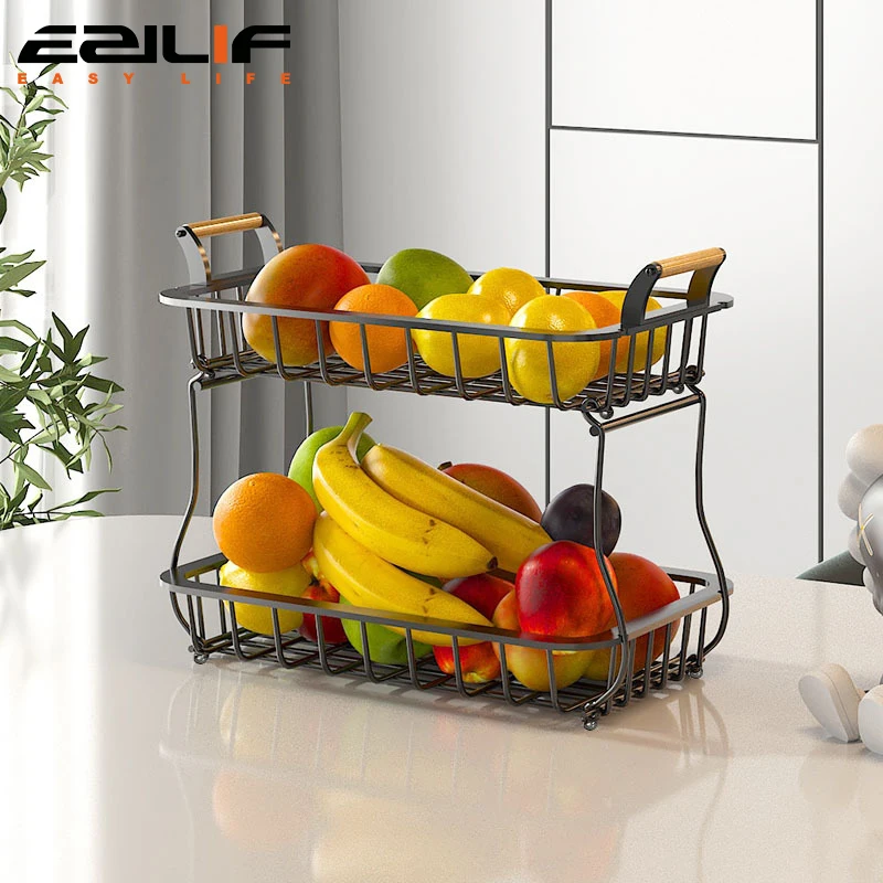 Cesto Portafrutta A 3 Ripiani In Bambù: Organizer Da Cucina Per Frutta, Verdura, Pane E Snack - Struttura Smontabile E Ecologica - 2
