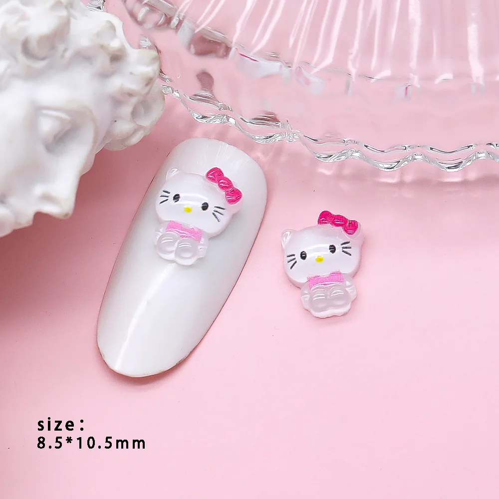 헬로키티 인조 네일 부품, DIY 쥬얼리 장식, 매니큐어 애니메이션 소녀 액세서리, 장난감 스티커, 네일 참 선물, 50 개