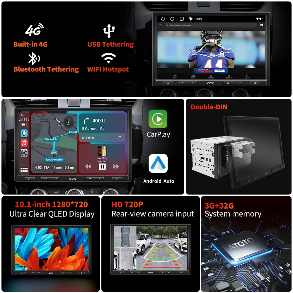 Atoto Ae-s8g2104pr-a-x 10.1 Inch Car Multimedia Video Player