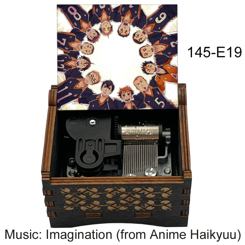 Anime Haikyuu Imagination Black Wood Music Box Team Lucky Mascot Gift New Year's Gift For Boy Room Decoration Ornaments 2