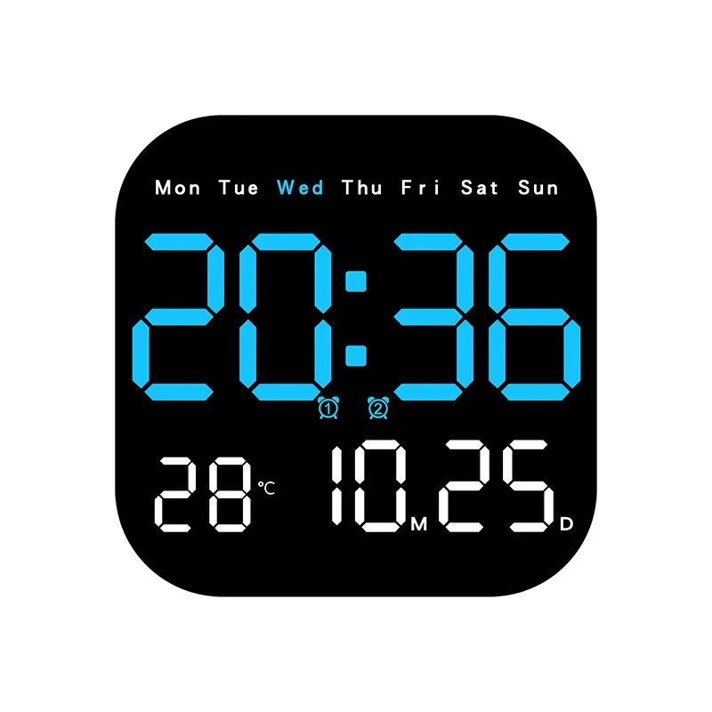 Digital Wall Clock LED Digital Alarm Clock Large Display With Remote Control for Living Room Office Bedroom Decor Elderly