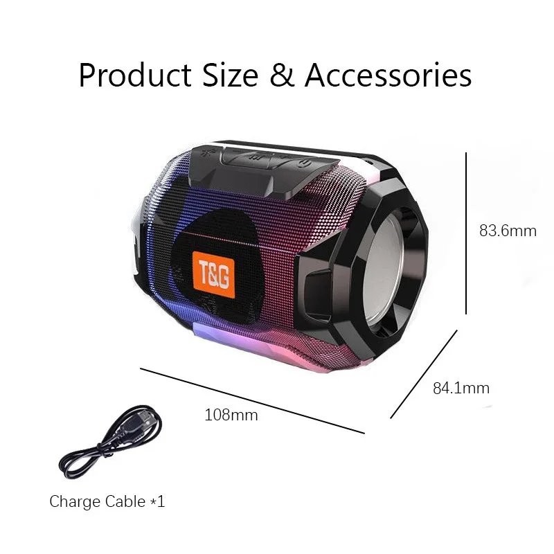TG162 Dazzling Lights Portable Wireless Bluetooth Speaker Outdoor Subwoofer Creative Gift Small Audio
