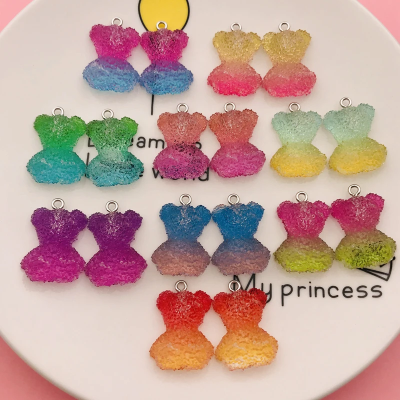 10pcsHotSellingResinCuteNewestColorfulSparkleBearCharmfor
