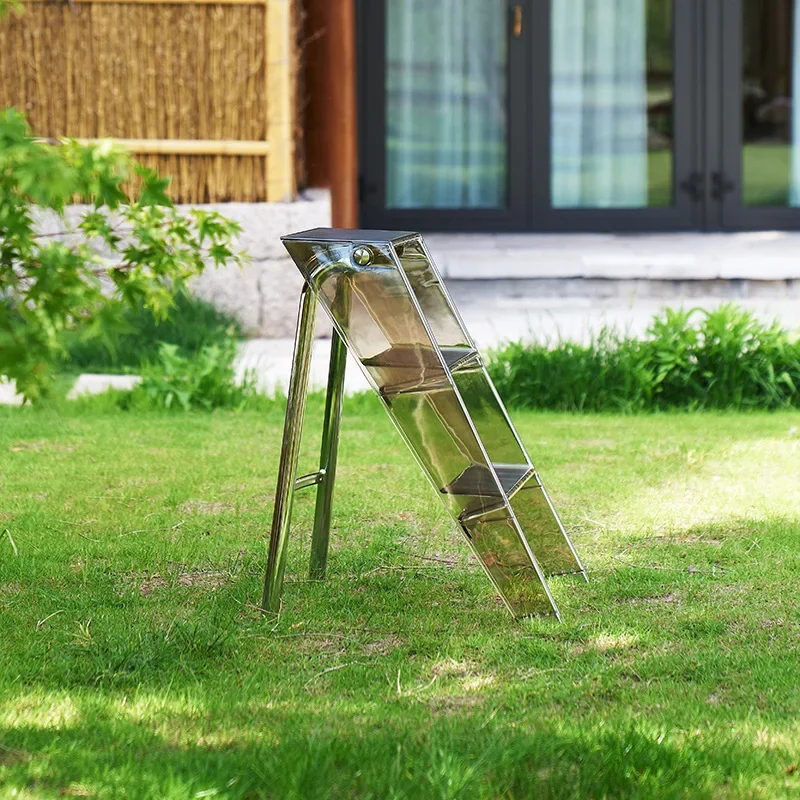 Acrylic Transparent Household Plastic Stepladder folding step stool telescoping ladder Folding Indoor Thickened Herringbone Storage Three-step Ladder
