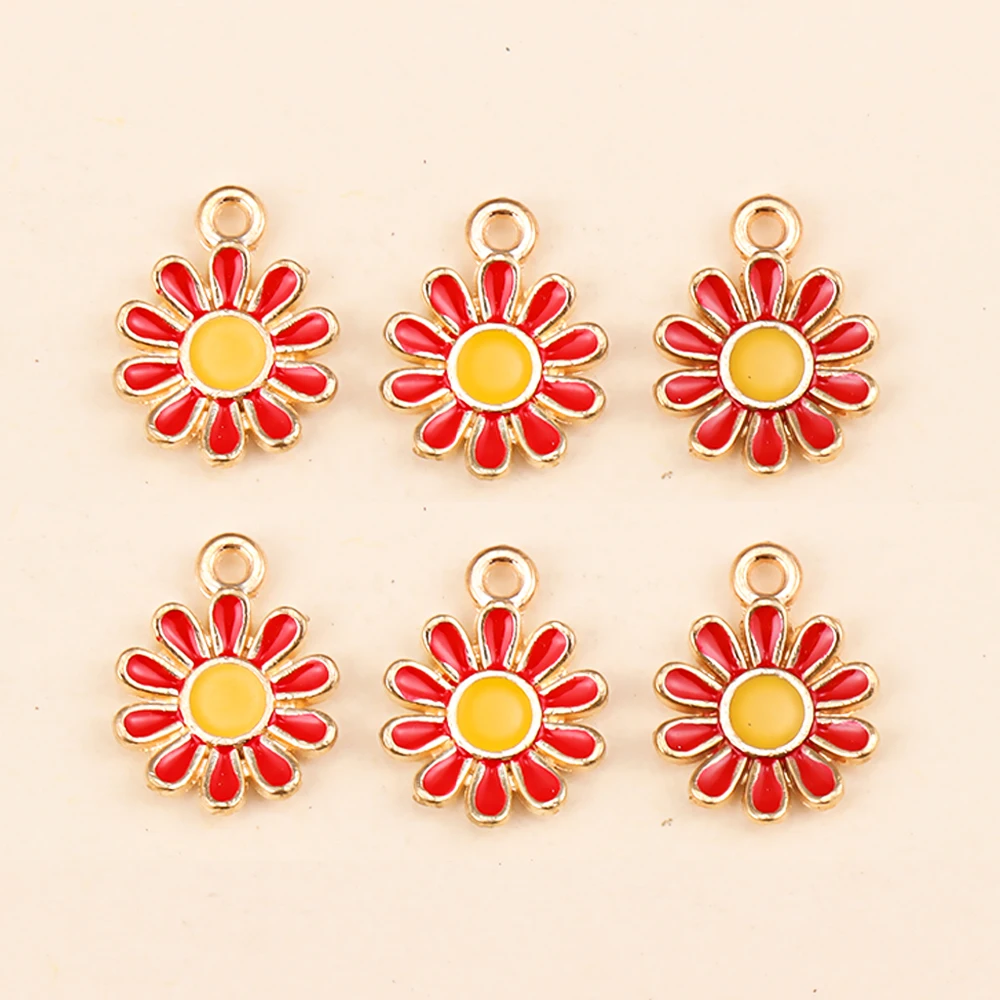 12 Stile gemischte rote Blumen Charms Schmuckherstellung süße süße Emaille Rose Anhänger Ohrringe DIY Halskette Valentinstag Geschenk – Detail 13