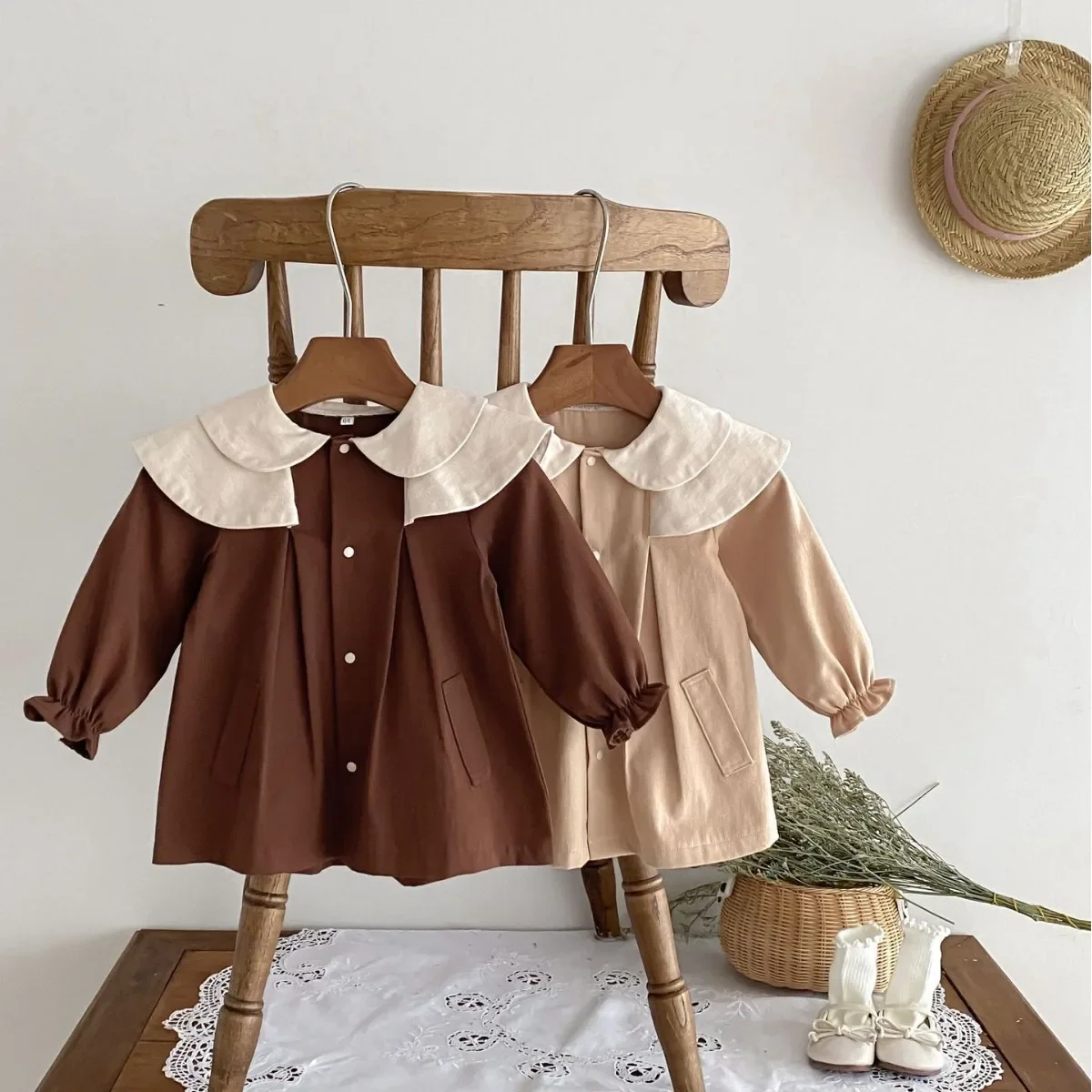 여아 용수철 가을 의류, 어린이 아카데미 스타일 코트, 어린이 상의, 바람막이 재킷, 4M-4Y