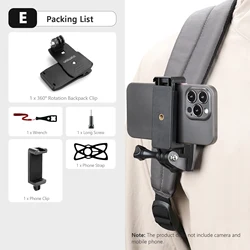 Versatile Action Camera Backpack Clip Clamp Mount by Vamson - E