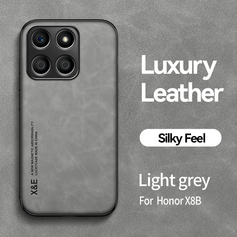 Leather Magnetic Phone Case with Built-in Metal Plate for Easy Mounting, 6.7 Soft Back Cover