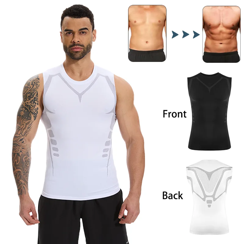 Men Compression Sleeveless Shirt Tummy Control Slimming Vest Compression Sports Top
