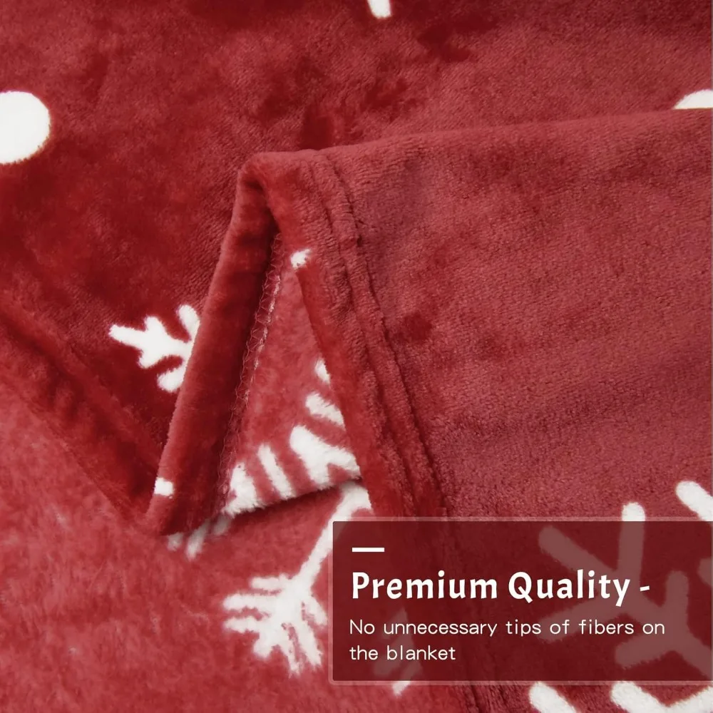 1pc Christmas Throw Blanket Soft Fleece Red Snowflake Blanket Home Décor Plush Christmas Throw Bed Blanket Throws