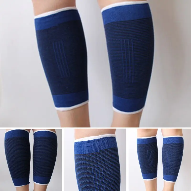 1 Pair Leg Compression Sleeve Elastic Leg Bandage Brace Sport Safety Muscle Support Guard Protection Blue Color