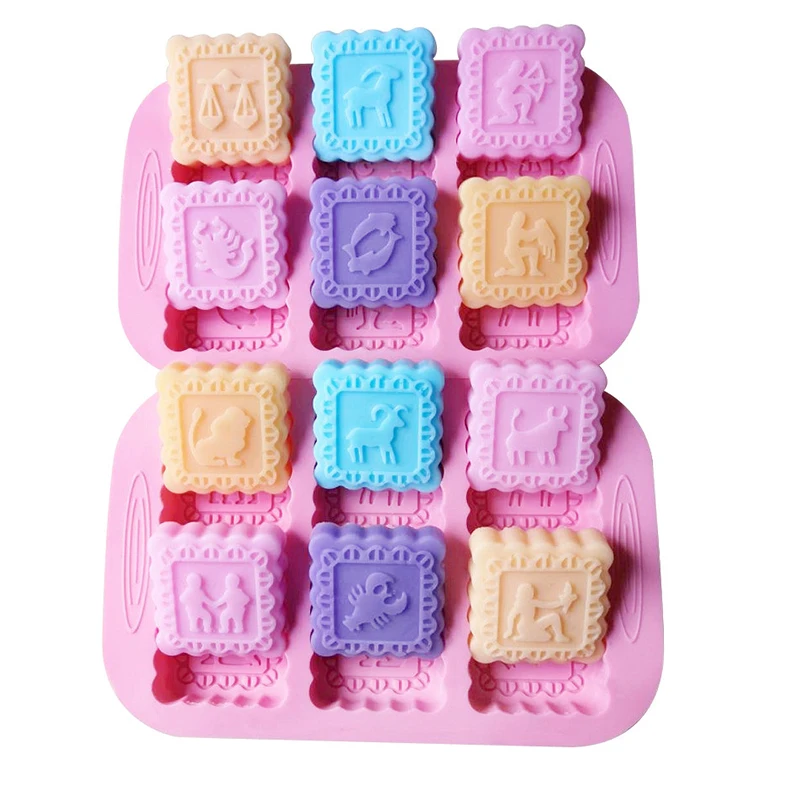 12 Constellations Shape Craft Art Silicone Soap Molds Craft Molds DIY Handmade Soap Molds Gifts-Making Supplies
