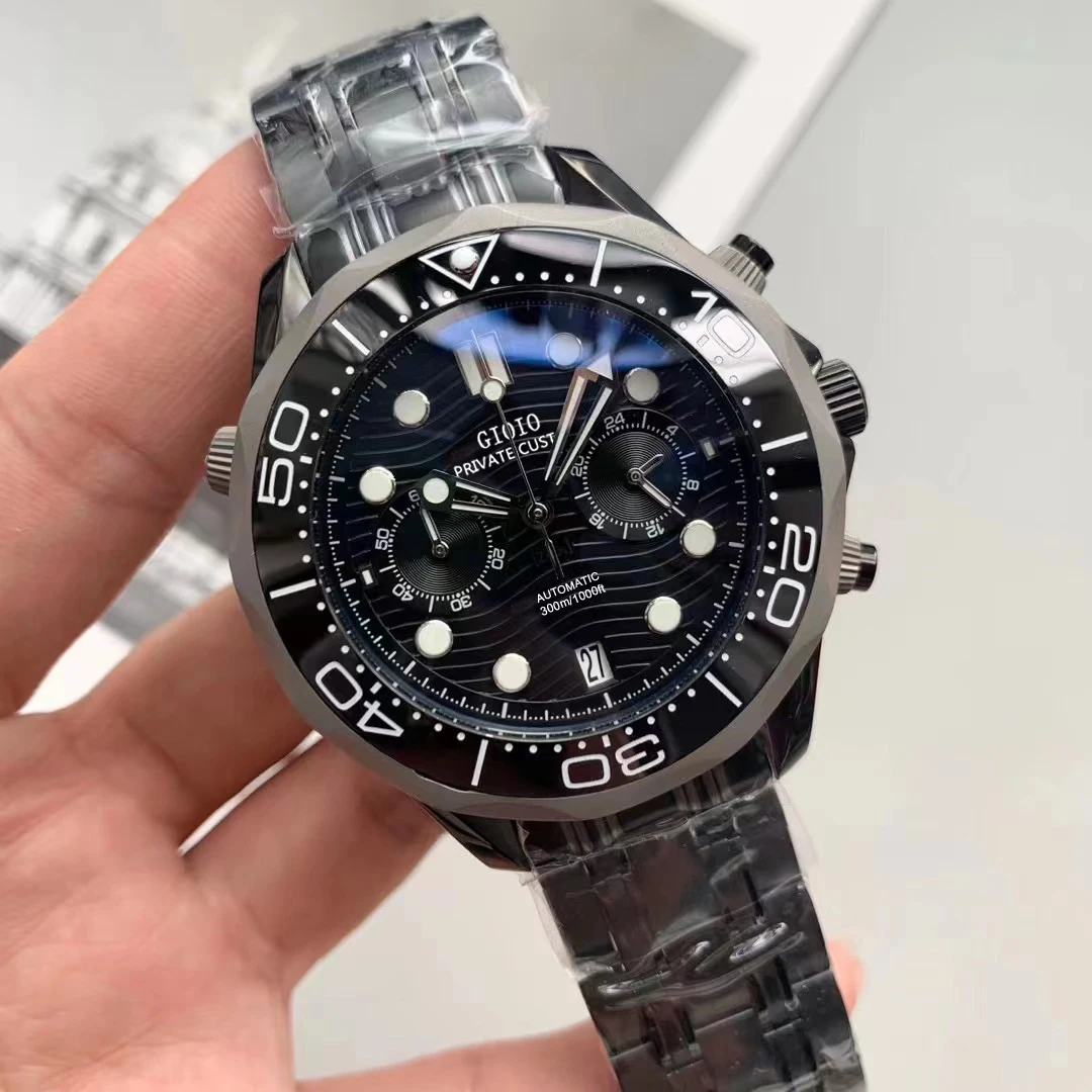 

Luxury Mens Quartz Chronograph Watch Full Black Titanium Ceramic Stainless Steel Luminous Limited Sport