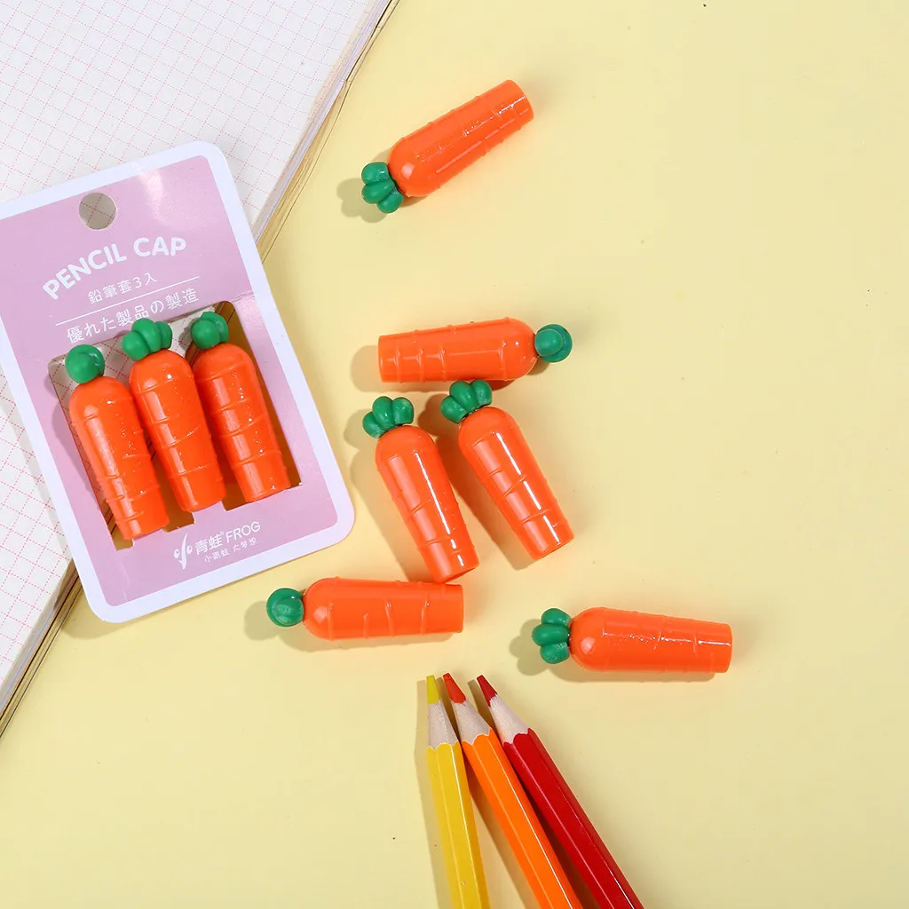 carrot Pencil Pencil Cap Cartoon Extender Set Office Stationery