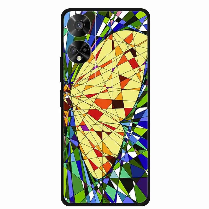 Original Soft Silicone TPU Phone Case Back Cover - Fashion Planet Design, Black Bumper