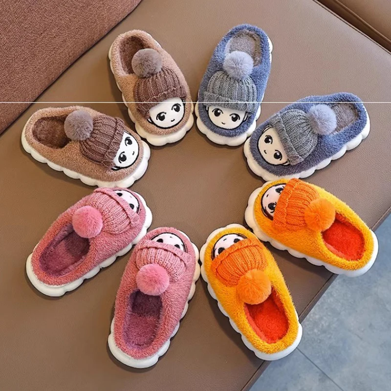 Kids Slippers Children's Winter Indoor Home Cartoon Cotton Slippers for Boys and Girls