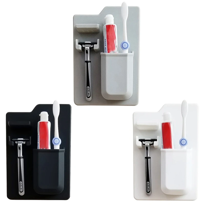 Silicone Bathroom Organizer Toothbrush wall Holder Shaver Razor Organizer Toothpaste Holder For Bathroom Mirror Shower
