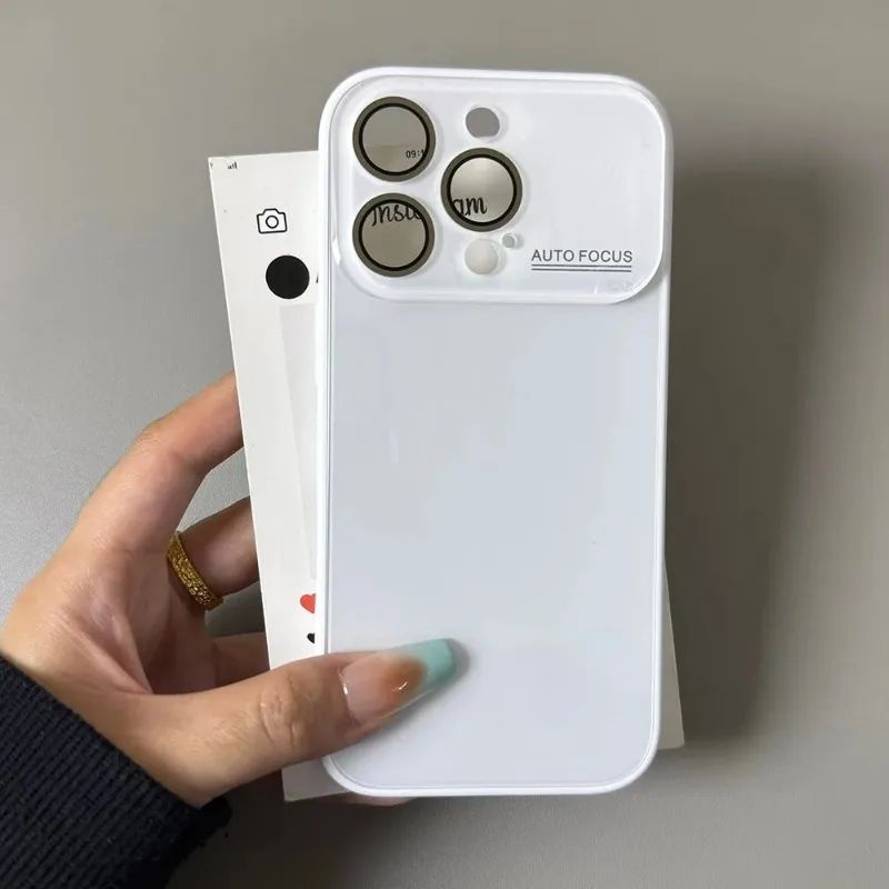 Candy Color Glass Shockproof Case with Camera Lens Protection and Hard Back Cover