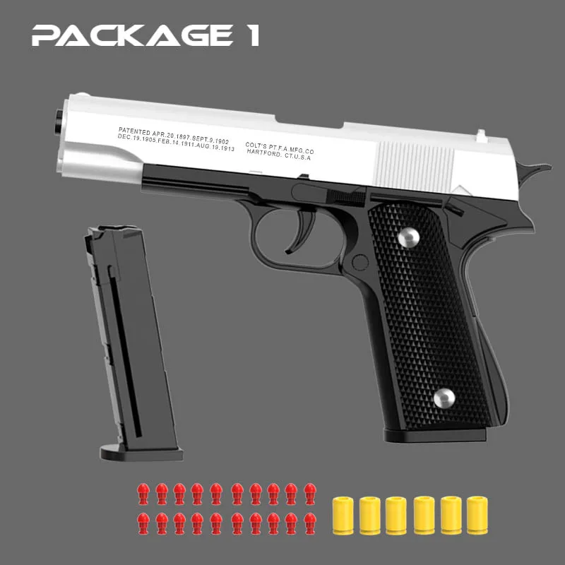 Black Automatic Colt 1911 Automatic Shell Soft Bullet Toy Gun Air Gun CS Shooting Weapon Boy Toy (continuous Firing) 6