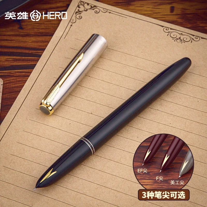 Винтажная металлическая ручка Hero Pen 616S, Подарочная коробка, Детская чернильная ручка для начальной школы, ручка для обучения письма, канцелярские принадлежности, чернильная ручка