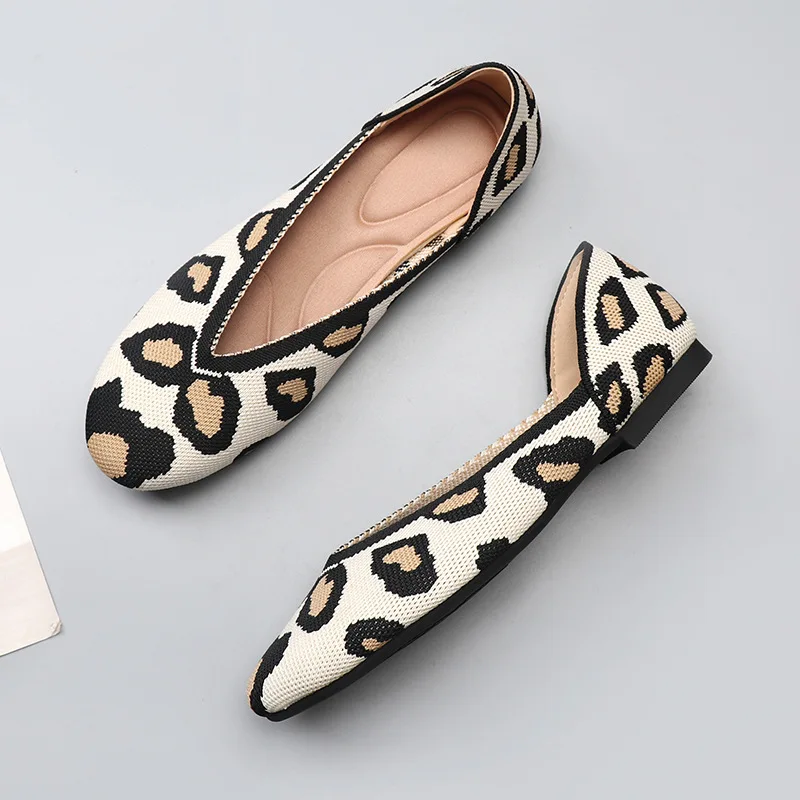 New Flats Shoes Woman Spring for Woman 2024New Round Head Collection Women's Knit Comfortable Swedish Women's Breathable Summer