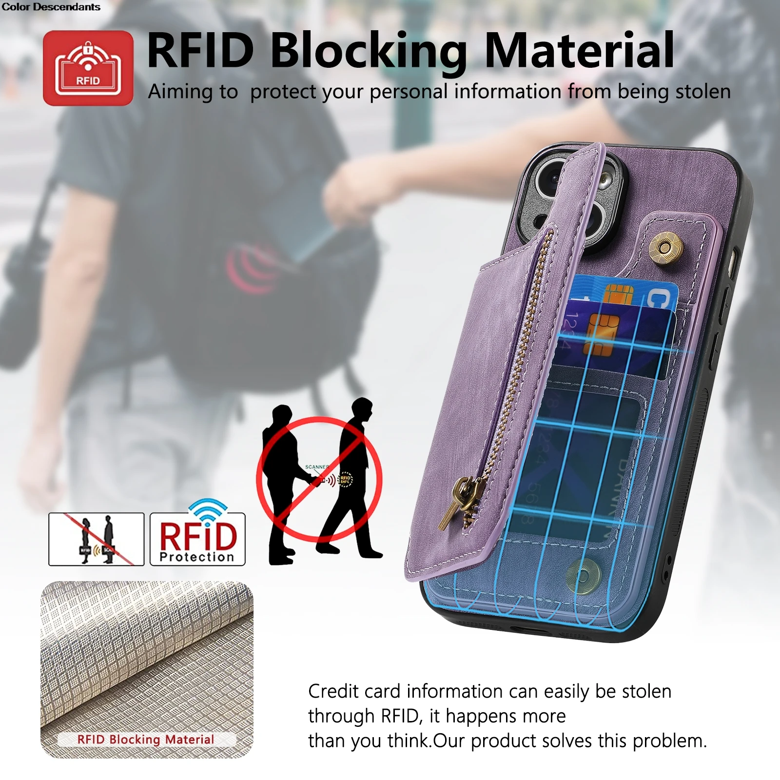 Luxury Zipper Wallet Leather Phone Case Cover