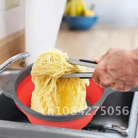 

Foldable Kitchen Strainers With Handle Collapsible Silicone Basket for Washing Vegetable Fruits Food Folding Filter Draini