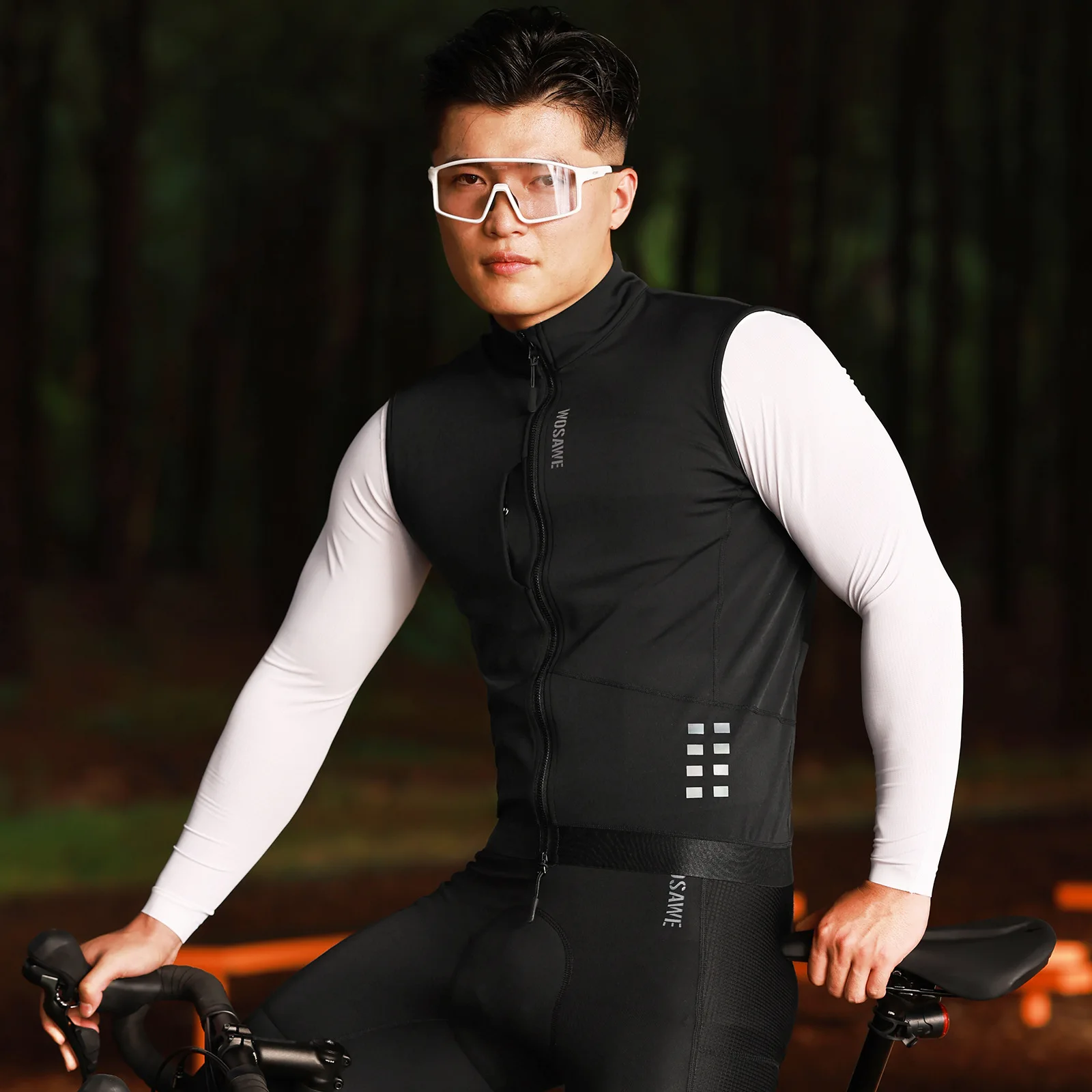 WOSAWE 가을/겨울 사이클링 플리스 안감 조끼 방풍 및 방한 따뜻한 로드 바이크 사이클링 재킷