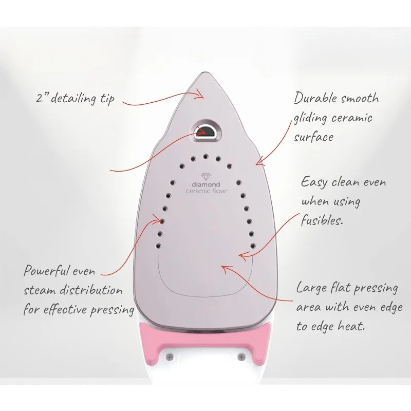 1800W Smart Iron with Auto Lift for Clothes, Sewing, Quilting and Hand Ironing Soleplate Steam Iron Pink Electric Irons 3