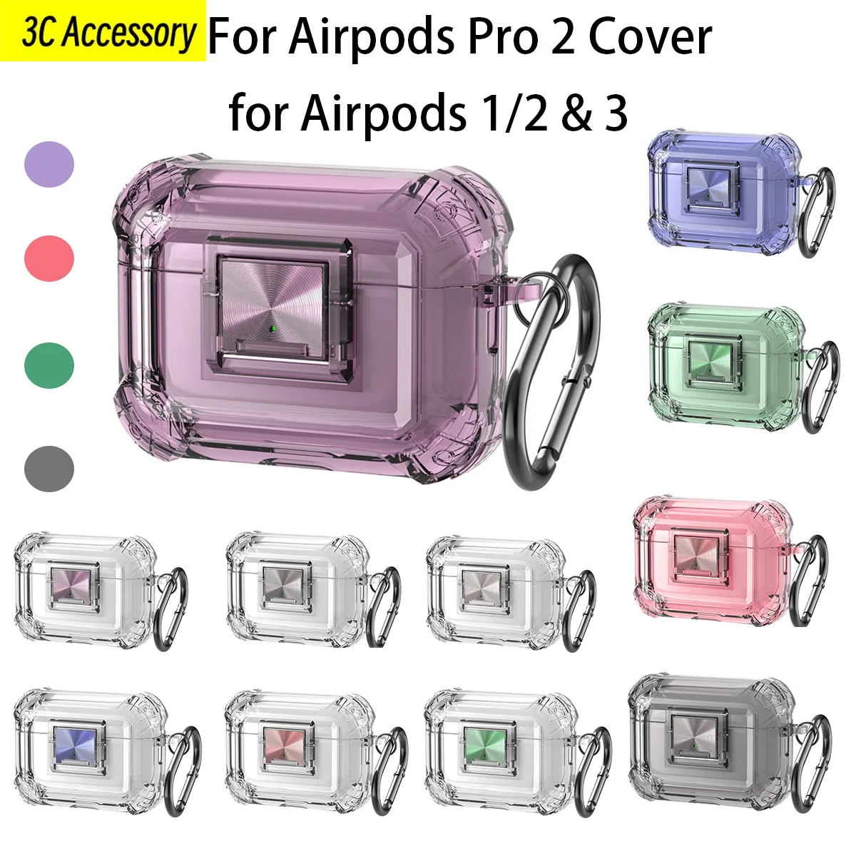 

New Headphone Case Transparent Design [ with Lock ] For Airpods Pro 2 3 Soft Skin TPU Shockproof Cover for Airpods Pro 1/2 Coque